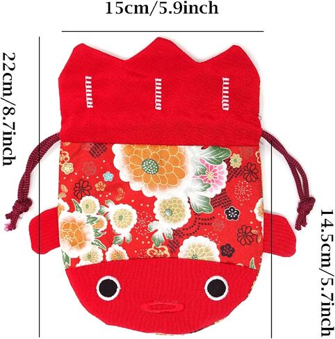 Honbay Cute Japanese Style Goldfish Drawstring Bag Gift Bag Cosmetic Bag Jewelry Pouch Coin Purse, 22x15cm/8.7x5.9inch (Pink) in Saudi Arabia