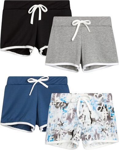 Sweet Hearts Girls' Active Shorts - 4 Pack French Terry Athletic Gym Dolphin Shorts (7-16) in Saudi Arabia