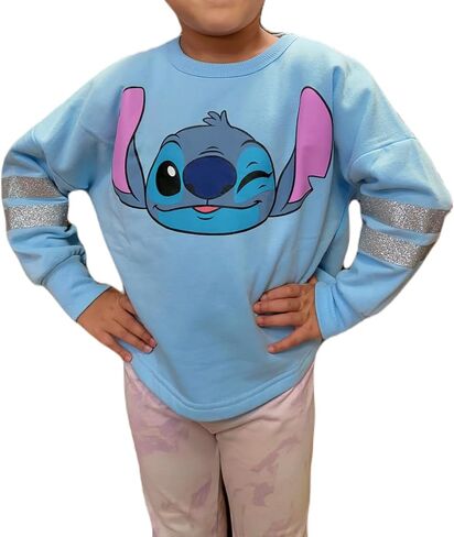 Disney Stitch Aloha Youth Girl's Long Sleeve Sweatshirt, Light Blue in Saudi Arabia