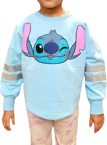 Disney Stitch Aloha Youth Girl's Long Sleeve Sweatshirt, Light Blue in Saudi Arabia
