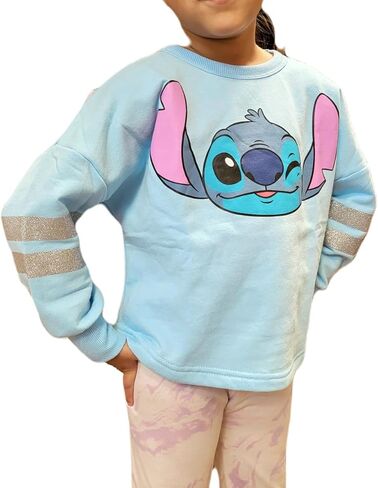 Disney Stitch Aloha Youth Girl's Long Sleeve Sweatshirt, Light Blue in Saudi Arabia