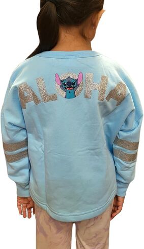 Disney Stitch Aloha Youth Girl's Long Sleeve Sweatshirt, Light Blue in Saudi Arabia