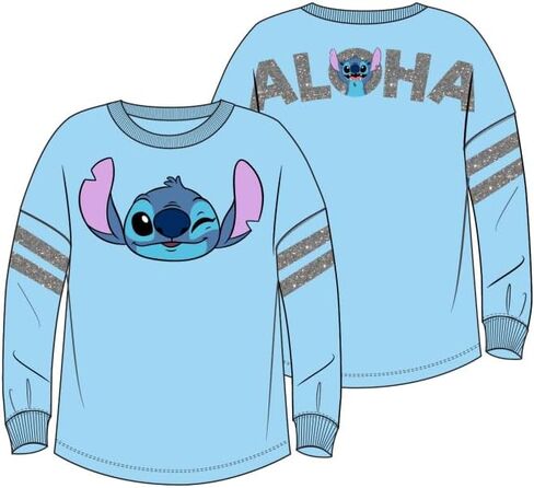 Disney Stitch Aloha Youth Girl's Long Sleeve Sweatshirt, Light Blue in Saudi Arabia