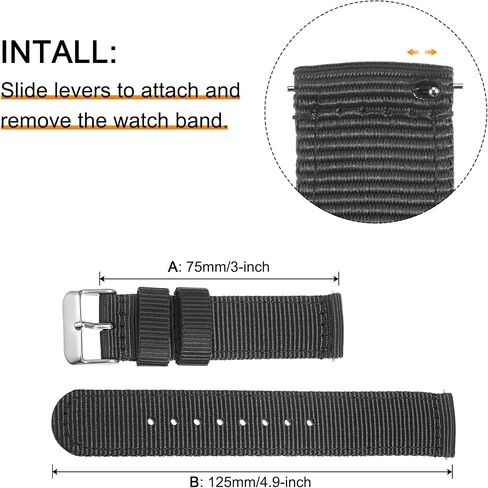 HARFINGTON Nylon Watch Band Durable Nylon Strap for Men, Universal Replacement Canvas Watchband in Kuwait