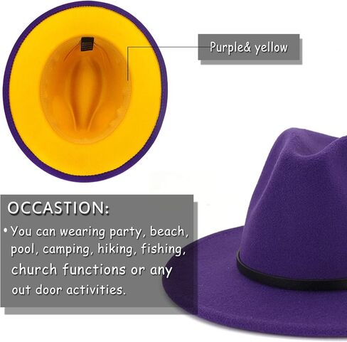 Gossifan Womens & Mens Two Tone Wide Brim Fedora Hats with Classic Belt Patchwork Felt Hats in Saudi Arabia