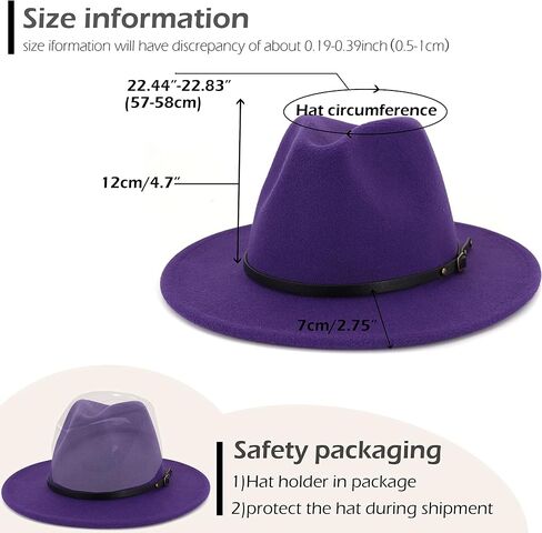 Gossifan Womens & Mens Two Tone Wide Brim Fedora Hats with Classic Belt Patchwork Felt Hats in Saudi Arabia