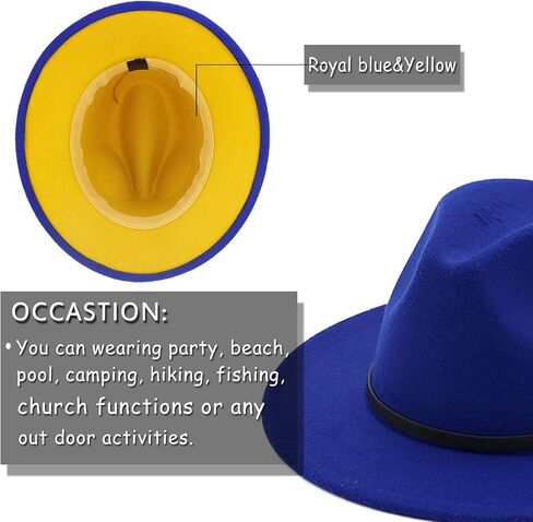 Gossifan Womens & Mens Two Tone Wide Brim Fedora Hats with Classic Belt Patchwork Felt Hats in Saudi Arabia
