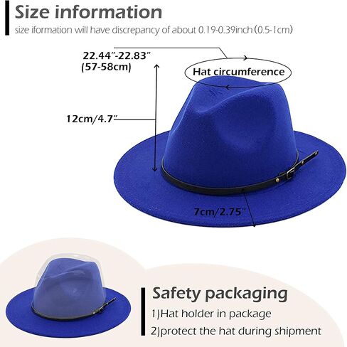 Gossifan Womens & Mens Two Tone Wide Brim Fedora Hats with Classic Belt Patchwork Felt Hats in Saudi Arabia