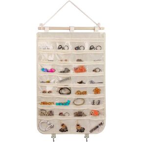 Hanging Jewelry Organizer,Accessories Organizer,80 Pocket Organizer for Holding Jewelries（Beige） in Saudi Arabia