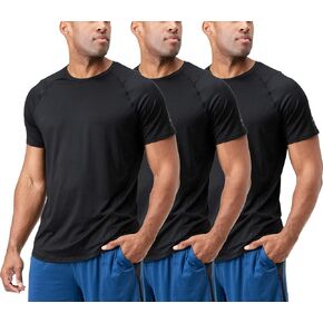 DEVOPS Men's 3-Pack Quick Dry Short Sleeve T-Shirt Sun Protection Running Athletic Workout Active Shirts in Saudi Arabia