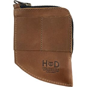 Hide & Drink, EDC Pocket Wallet, Curved Cash Organizer, Slim Front Card Holder, Money Clip, Full Grain Leather, Handmade Travel Accessories, Bourbon Brown