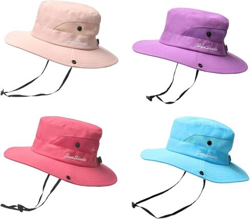 4 قطع من قبعة الشمس للأطفال البنات على شكل ذيل حصان للحماية من الأشعة فوق البنفسجية، قبعة سفاري للشاطئ، قبعة بحافة واسعة in Kuwait