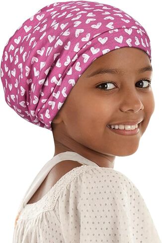 Kids Beanie Sleep Hats Bonnet for Night Sleeping Skull Cap to Keep Hair Smooth Adjustable Black in Saudi Arabia