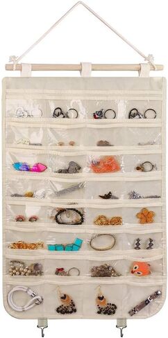 Hanging Jewelry Organizer,Accessories Organizer,80 Pocket Organizer for Holding Jewelries（Beige） in Kuwait