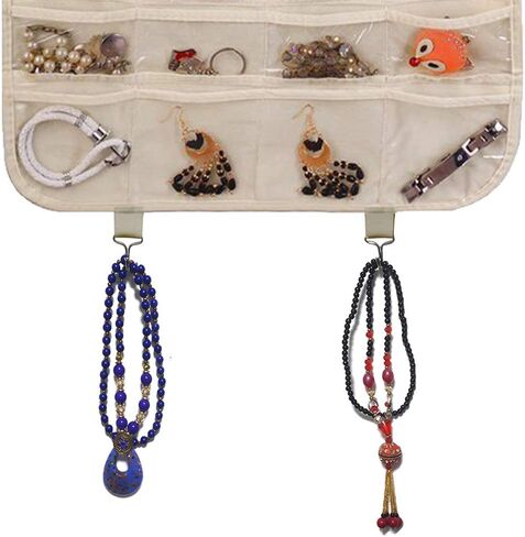 Hanging Jewelry Organizer,Accessories Organizer,80 Pocket Organizer for Holding Jewelries（Beige） in Kuwait