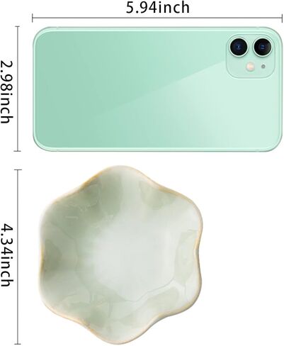 طبق مجوهرات من كيمراميك، صينية حلي من السيراميك، حامل خاتم صغير، وعاء مفاتيح، ديكور منزلي، هدايا للاصدقاء والأخوات والابنة والام (اخضر فاتح) in Kuwait