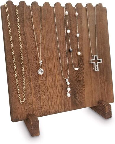 MOOCA Wooden Plank Necklace Jewelry Display Stand for 8 Necklaces, Necklace Display Holder, Wood Plank Necklace Display Stand, Necklace Storage Holder, Jewelry Display Stand, Black Color in Kuwait