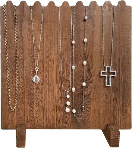 MOOCA Wooden Plank Necklace Jewelry Display Stand for 8 Necklaces, Necklace Display Holder, Wood Plank Necklace Display Stand, Necklace Storage Holder, Jewelry Display Stand, Black Color in Kuwait