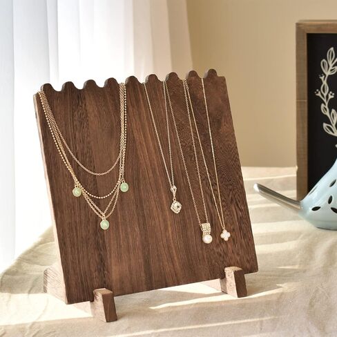 MOOCA Wooden Plank Necklace Jewelry Display Stand for 8 Necklaces, Necklace Display Holder, Wood Plank Necklace Display Stand, Necklace Storage Holder, Jewelry Display Stand, Black Color in Kuwait