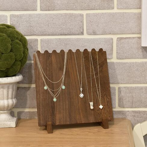 MOOCA Wooden Plank Necklace Jewelry Display Stand for 8 Necklaces, Necklace Display Holder, Wood Plank Necklace Display Stand, Necklace Storage Holder, Jewelry Display Stand, Black Color in Kuwait