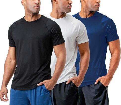 DEVOPS Men's 3-Pack Quick Dry Short Sleeve T-Shirt Sun Protection Running Athletic Workout Active Shirts in Saudi Arabia