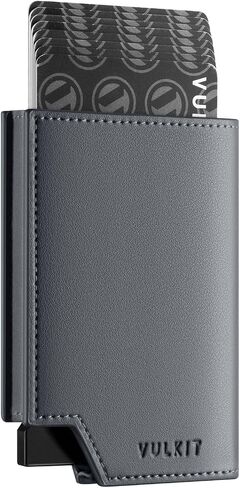 VULKIT Men's Wallet Premium Suede Minimalist Pop Up Card Holder RFID Blocking Magnetic Closure Leather Wallet with ID Window for Cash & Credit Cards Up To 11 Cards in Kuwait