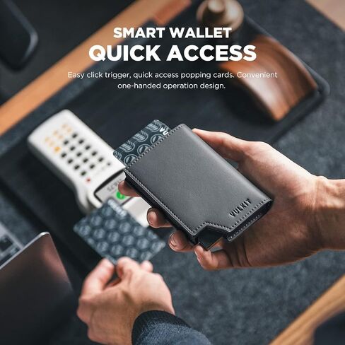 VULKIT Men's Wallet Premium Suede Minimalist Pop Up Card Holder RFID Blocking Magnetic Closure Leather Wallet with ID Window for Cash & Credit Cards Up To 11 Cards in Kuwait
