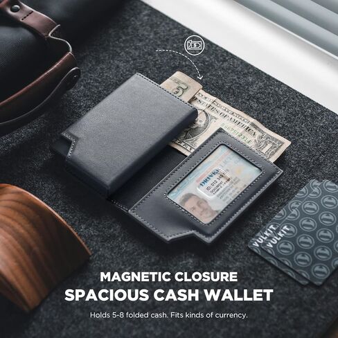 VULKIT Men's Wallet Premium Suede Minimalist Pop Up Card Holder RFID Blocking Magnetic Closure Leather Wallet with ID Window for Cash & Credit Cards Up To 11 Cards in Kuwait