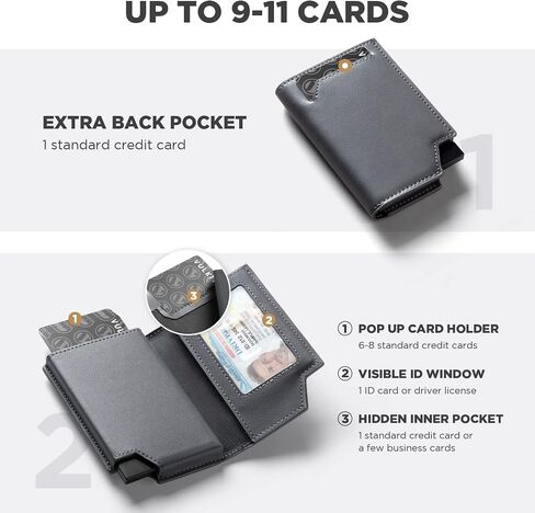 VULKIT Men's Wallet Premium Suede Minimalist Pop Up Card Holder RFID Blocking Magnetic Closure Leather Wallet with ID Window for Cash & Credit Cards Up To 11 Cards in Kuwait