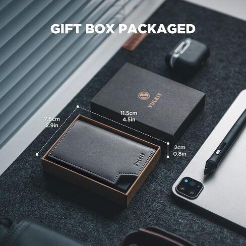 VULKIT Men's Wallet Premium Suede Minimalist Pop Up Card Holder RFID Blocking Magnetic Closure Leather Wallet with ID Window for Cash & Credit Cards Up To 11 Cards in Kuwait
