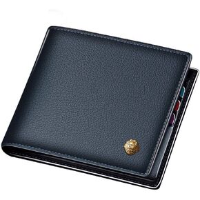 LAORENTOU Men's Wallet Genuine Leather Mens Bifold Wallets with Zipper Coin Pocket Casual Men Purse Slim Wallet