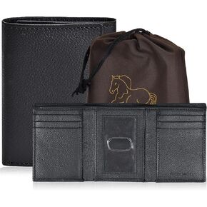 ESTALON Slim RFID Wallets for Men - Genuine Leather Front Pocket Trifold Wallet