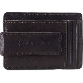 Alpine Swiss Harper Mens RFID Slim Money Clip محفظة جيب أمامي بسيطة من الجلد حامل بطاقة الهوية باللون الأسود in Kuwait