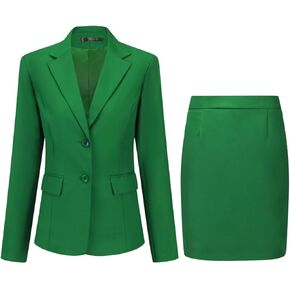YUNCLOS Women's 2 Pieces Skirt Suit Set Long Sleeve Blazer Jacket and Pencil Skirt