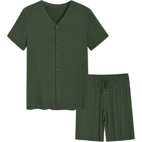 Latuza Men's Bamboo Viscose Button Up Short Sleeves Pajamas Set