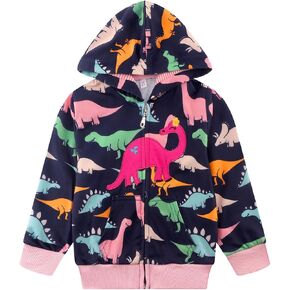 RETSUGO Girls Zip Up Hoodie Jacket Toddler Unicorn Rainbow Sweatshirt Kids Hooded Coat Casual Outerwear Size 2-7 Years in Saudi Arabia