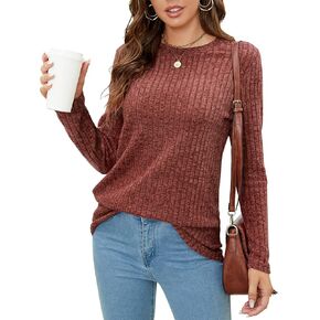 SimpleFun Women's Tunic Sweaters Lightweight Fall Casual Long Sleeve Crewneck Pullover Tops in Saudi Arabia