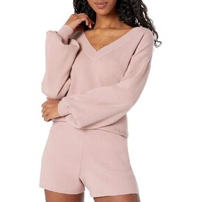 The Drop Women's Mia Bell-Sleeve Deep V-Neck Supersoft Sweater