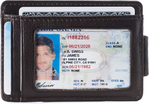 Alpine Swiss Harper Mens RFID Slim Money Clip محفظة جيب أمامي بسيطة من الجلد حامل بطاقة الهوية باللون الأسود in Kuwait