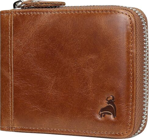 Slim Zipper Wallets For Men RFID Leather Mens Bifold Creidt Card Holder Zip Around Wallet With Coin Pocket in Kuwait