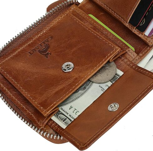 Slim Zipper Wallets For Men RFID Leather Mens Bifold Creidt Card Holder Zip Around Wallet With Coin Pocket in Kuwait