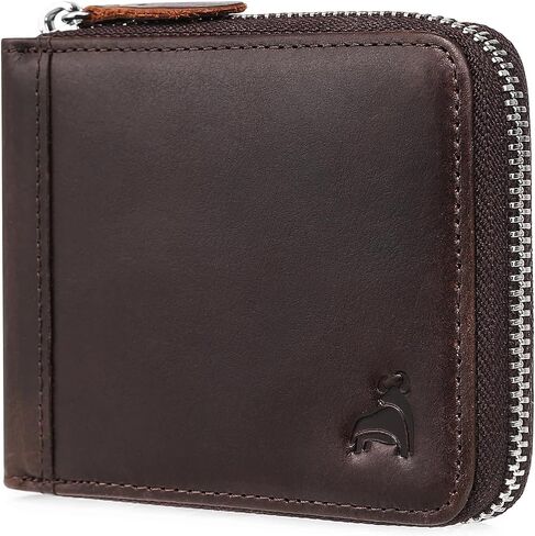 Slim Zipper Wallets For Men RFID Leather Mens Bifold Creidt Card Holder Zip Around Wallet With Coin Pocket in Kuwait