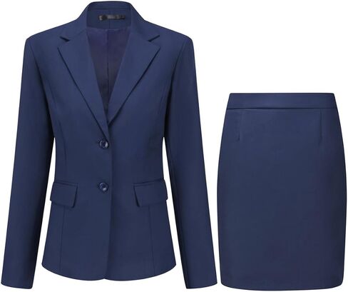YUNCLOS Women's 2 Pieces Skirt Suit Set Long Sleeve Blazer Jacket and Pencil Skirt in Kuwait