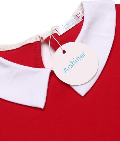 Arshiner Girls Long Sleeve Vintage Peter Pan Collar T-Shirt Dress Age 4-13 Years in Saudi Arabia