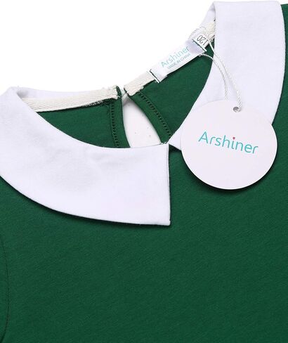 Arshiner Girls Long Sleeve Vintage Peter Pan Collar T-Shirt Dress Age 4-13 Years in Saudi Arabia