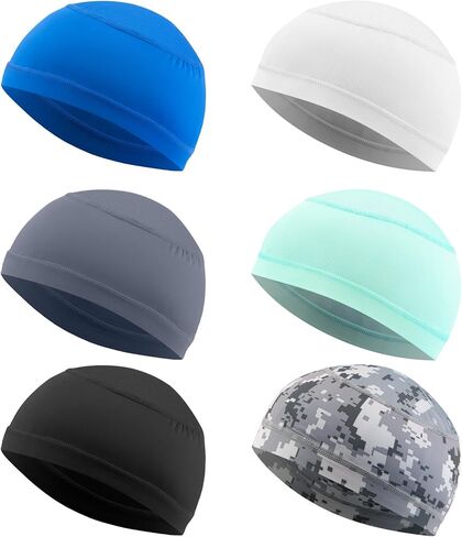 gelbesty 6 Pack Cooling Skull Cap for Men Women, Cycling Motorcycle Helmet Liner, UPF 50 Sun Protection Sweat Cap for Running Multicolor in Kuwait