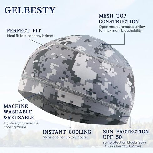 gelbesty 6 Pack Cooling Skull Cap for Men Women, Cycling Motorcycle Helmet Liner, UPF 50 Sun Protection Sweat Cap for Running Multicolor in Kuwait