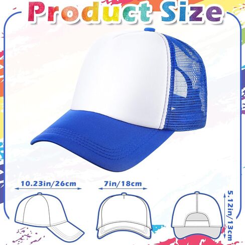 Patelai 24 Pcs Unisex Trucker Hat Bulk Blank Baseball Caps Sublimation Mesh Caps Adjustable Hat DIY in Kuwait