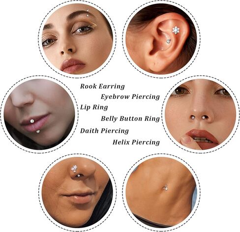 Drperfect 12 قطعة مجوهرات ثقب الرخ أقراط للنساء والرجال حلقات الحاجب 16 جرام من الفولاذ المقاوم للصدأ منحني الحديد المتدلي تشيكوسلوفاكيا خاتم الشفاه البطن الغضروف سطح الزنمة ثقب المجوهرات in Saudi Arabia