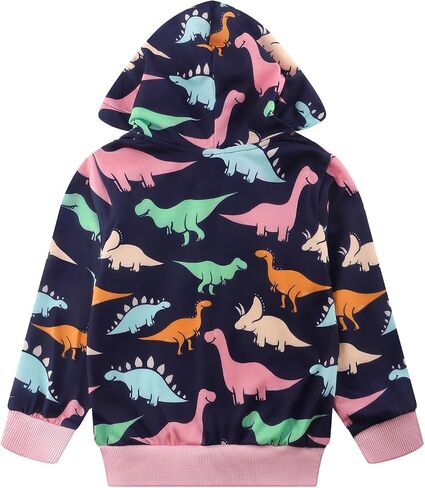 RETSUGO Girls Zip Up Hoodie Jacket Toddler Unicorn Rainbow Sweatshirt Kids Hooded Coat Casual Outerwear Size 2-7 Years in Saudi Arabia